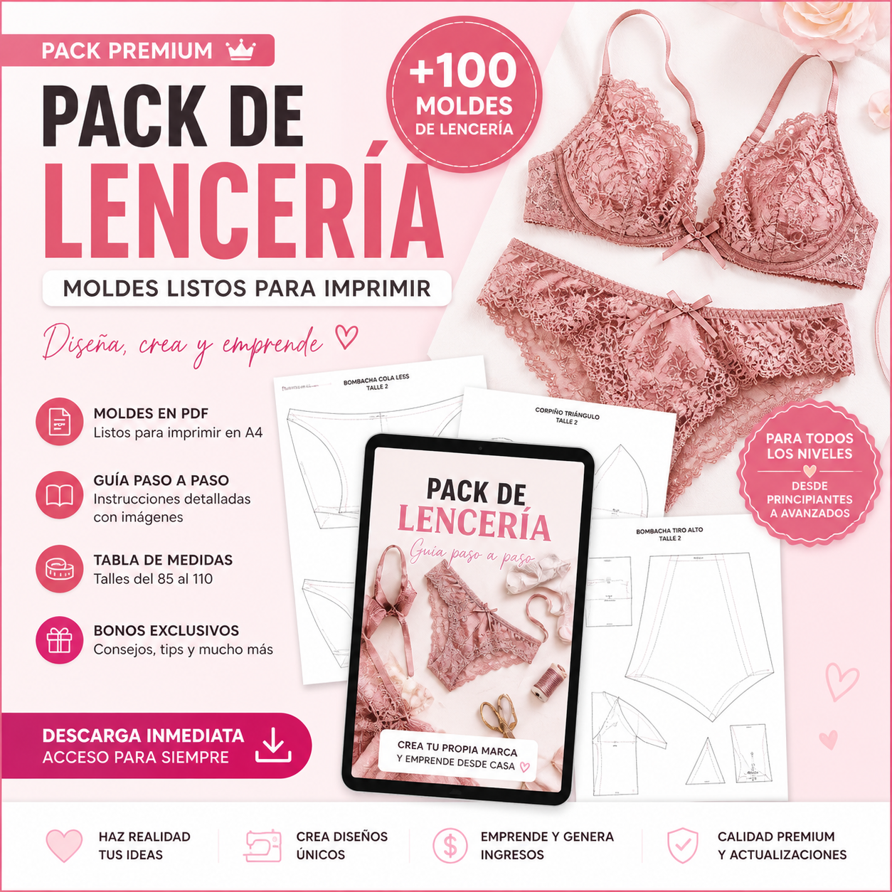 Pack de lenceria + moldes